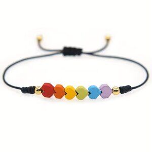 Gay Pride Rainbow Heart Bracelet Adjustable Z135